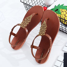 Load image into Gallery viewer, ZHENZHOU Women's shoes Net red sandals female flat with 2019 new bohemian national wind flat bottom wild resort beach shoes