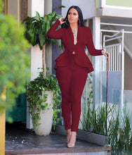 Load image into Gallery viewer, New Women Winter Women's Set Tracksuit Full Sleeve Ruffles Blazers Pencil Pants Suit Two Piece Set Office Lady Outfits Uniform