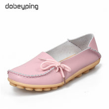 Load image into Gallery viewer, New Moccasins Women Flats 2019 Autumn Woman Loafers Genuine Leather Female Shoes Slip On Ballet Bowtie Women's Shoe Size 35-44