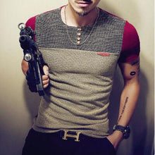 Load image into Gallery viewer, Summer Fashion Men's T Shirt Casual Patchwork Short Sleeve T Shirt Mens Clothing Trend Casual Slim Fit Hip-Hop Top Tees 5XL