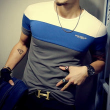 Load image into Gallery viewer, Summer Fashion Men's T Shirt Casual Patchwork Short Sleeve T Shirt Mens Clothing Trend Casual Slim Fit Hip-Hop Top Tees 5XL