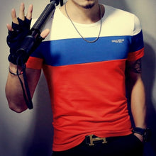 Load image into Gallery viewer, Summer Fashion Men's T Shirt Casual Patchwork Short Sleeve T Shirt Mens Clothing Trend Casual Slim Fit Hip-Hop Top Tees 5XL