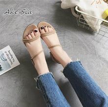 Load image into Gallery viewer, new Flat outdoor slippers Sandals foot ring straps beaded Roman sandals fashion low slope with women's shoes low heel shoes x69