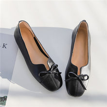 Load image into Gallery viewer, Women's genuine leather slip-on ballerians soft comfortable ballet flats leisure espadrilles bowtie casual daily moccasins shoes