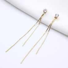 Load image into Gallery viewer, 2020 New Long Crystal Tassel Gold Color Dangle Earrings for Women Wedding Drop Earing Fashion Jewelry Gifts