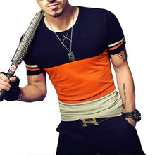 Load image into Gallery viewer, Summer Fashion Men's T Shirt Casual Patchwork Short Sleeve T Shirt Mens Clothing Trend Casual Slim Fit Hip-Hop Top Tees 5XL