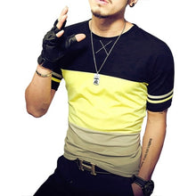 Load image into Gallery viewer, Summer Fashion Men's T Shirt Casual Patchwork Short Sleeve T Shirt Mens Clothing Trend Casual Slim Fit Hip-Hop Top Tees 5XL