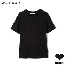 Load image into Gallery viewer, WOTWOY Summer Knitted Basic Solid T-shirt Women Casual Cotton Short Sleeve Tee-Shirts Female Tops Women 2020 New Fashion S-XL