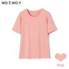 Load image into Gallery viewer, WOTWOY Summer Knitted Basic Solid T-shirt Women Casual Cotton Short Sleeve Tee-Shirts Female Tops Women 2020 New Fashion S-XL