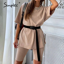 Load image into Gallery viewer, Simplee Casual solid new women's two piece suit including belt solid color home loose sports fashion leisure suit summer 2020