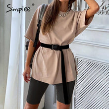 Load image into Gallery viewer, Simplee Casual solid new women's two piece suit including belt solid color home loose sports fashion leisure suit summer 2020