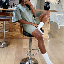 Load image into Gallery viewer, Simplee Casual solid new women's two piece suit including belt solid color home loose sports fashion leisure suit summer 2020