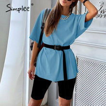 Load image into Gallery viewer, Simplee Casual solid new women's two piece suit including belt solid color home loose sports fashion leisure suit summer 2020