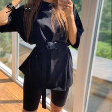 Load image into Gallery viewer, Simplee Casual solid new women's two piece suit including belt solid color home loose sports fashion leisure suit summer 2020