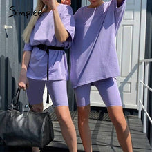 Load image into Gallery viewer, Simplee Casual solid new women's two piece suit including belt solid color home loose sports fashion leisure suit summer 2020