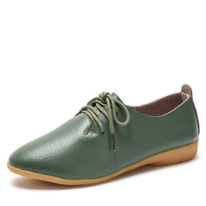 dobeyping 2018 New Women Shoes Genuine Leather Women's Shoe Lace-Up Female Flats Pointed Toe Woman Oxfords Large Size 35-44