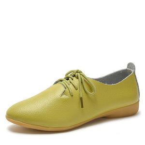 dobeyping 2018 New Women Shoes Genuine Leather Women's Shoe Lace-Up Female Flats Pointed Toe Woman Oxfords Large Size 35-44