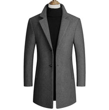 Load image into Gallery viewer, Winter Wool Jacket Men&#39;s High-quality Wool Coat casual Slim collar wool coat Men&#39;s long cotton collar trench coat
