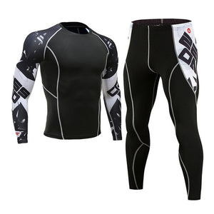 Men's full suit tracksuit Compressed clothes Sport Wear For Men Run Base layer set  Gym Jogging Suit Fitness Tights leggings 4XL