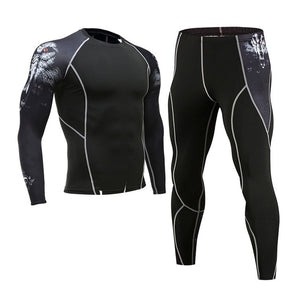 Men's full suit tracksuit Compressed clothes Sport Wear For Men Run Base layer set  Gym Jogging Suit Fitness Tights leggings 4XL