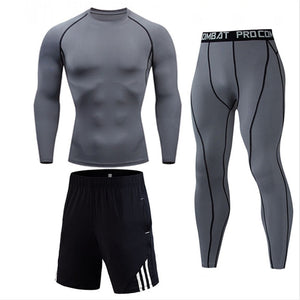 Men's full suit tracksuit Compressed clothes Sport Wear For Men Run Base layer set  Gym Jogging Suit Fitness Tights leggings 4XL