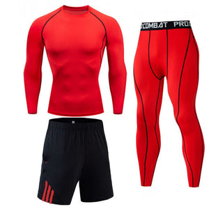 Men's full suit tracksuit Compressed clothes Sport Wear For Men Run Base layer set  Gym Jogging Suit Fitness Tights leggings 4XL