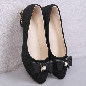 Single Shoe Women's Summer 2019 Korean Version Low-heeled Baitao Butterfly Knot Shoes Shallow Sequined Flat-soled Leisur14