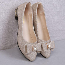 Load image into Gallery viewer, Single Shoe Women&#39;s Summer 2019 Korean Version Low-heeled Baitao Butterfly Knot Shoes Shallow Sequined Flat-soled Leisur14
