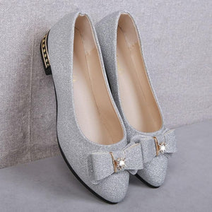 Single Shoe Women's Summer 2019 Korean Version Low-heeled Baitao Butterfly Knot Shoes Shallow Sequined Flat-soled Leisur14