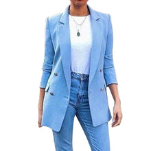 Load image into Gallery viewer, 2020 New Womens Casual Slim Blazer Fashion Office Ladies Coats Mid-long Suit Jacket Solid Buttons Female Outerwear Long Sleeve

