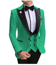 Load image into Gallery viewer, Men Suits 3 Pieces Slim Fit Business Suits Groom Champagne Noble Grey White Tuxedos for Formal Wedding suit (Blazer+Pants+Vest)
