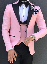 Load image into Gallery viewer, Men Suits 3 Pieces Slim Fit Business Suits Groom Champagne Noble Grey White Tuxedos for Formal Wedding suit (Blazer+Pants+Vest)
