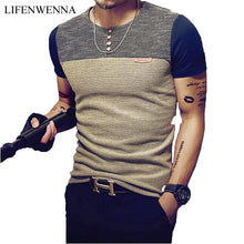 Load image into Gallery viewer, Summer Fashion Men&#39;s T Shirt Casual Patchwork Short Sleeve T Shirt Mens Clothing Trend Casual Slim Fit Hip-Hop Top Tees 5XL
