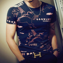 Load image into Gallery viewer, Summer Fashion Men&#39;s T Shirt Casual Patchwork Short Sleeve T Shirt Mens Clothing Trend Casual Slim Fit Hip-Hop Top Tees 5XL
