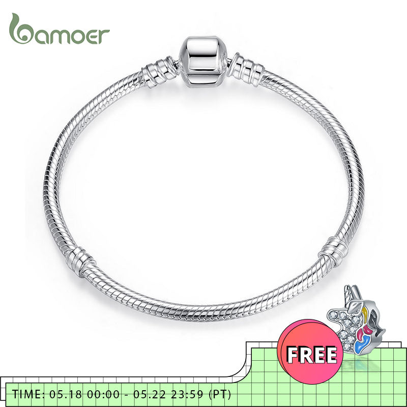 BAMOER TOP SALE Authentic 100% 925 Sterling Silver Snake Chain Bangle & Bracelet for Women Luxury Jewelry 17-20CM PAS902