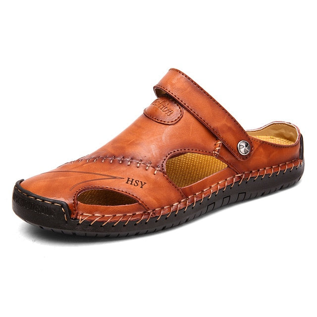 Zomer Sandalen Mannen Lederen Classic Romeinse Sandalen 2019 Slipper Outdoor Sneaker Strand Rubber Flip Flops Mannen Water Trekking Sandalen