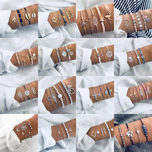 Load image into Gallery viewer, Juego de pulseras Bohemias de 30 estilos para mujeres Shell Star mapa lotus piña corazón Piedra Natural cadenas brazalete Boho joyería
