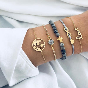 Juego de pulseras Bohemias de 30 estilos para mujeres Shell Star mapa lotus piña corazón Piedra Natural cadenas brazalete Boho joyería