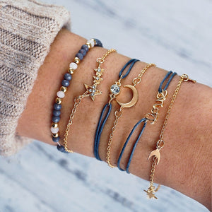 Juego de pulseras Bohemias de 30 estilos para mujeres Shell Star mapa lotus piña corazón Piedra Natural cadenas brazalete Boho joyería