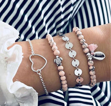 Load image into Gallery viewer, Juego de pulseras Bohemias de 30 estilos para mujeres Shell Star mapa lotus piña corazón Piedra Natural cadenas brazalete Boho joyería
