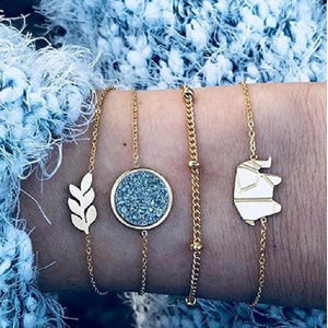Juego de pulseras Bohemias de 30 estilos para mujeres Shell Star mapa lotus piña corazón Piedra Natural cadenas brazalete Boho joyería