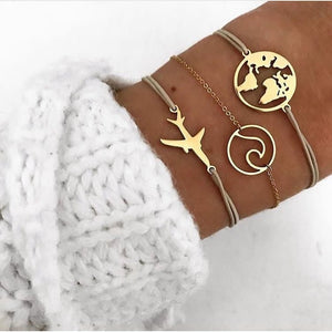 Juego de pulseras Bohemias de 30 estilos para mujeres Shell Star mapa lotus piña corazón Piedra Natural cadenas brazalete Boho joyería