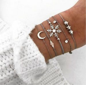 Juego de pulseras Bohemias de 30 estilos para mujeres Shell Star mapa lotus piña corazón Piedra Natural cadenas brazalete Boho joyería