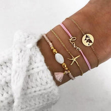 Load image into Gallery viewer, Juego de pulseras Bohemias de 30 estilos para mujeres Shell Star mapa lotus piña corazón Piedra Natural cadenas brazalete Boho joyería
