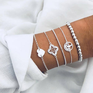 Juego de pulseras Bohemias de 30 estilos para mujeres Shell Star mapa lotus piña corazón Piedra Natural cadenas brazalete Boho joyería