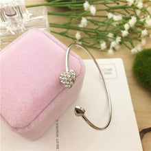 Load image into Gallery viewer, ¡Novedad de 2019! pulsera ajustable de doble Corazón de cristal Bilezik con abertura del puño para Mujer, joyería de regalo para Mujer, Pulseras de 7g
