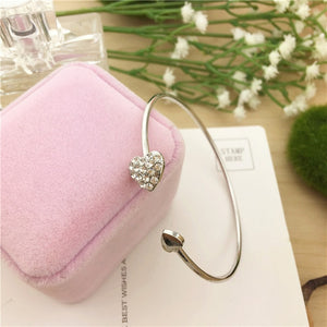 ¡Novedad de 2019! pulsera ajustable de doble Corazón de cristal Bilezik con abertura del puño para Mujer, joyería de regalo para Mujer, Pulseras de 7g