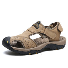 Load image into Gallery viewer, Clássico sandálias masculinas verão sandálias macias confortáveis sapatos masculinos sandálias de couro genuíno tamanho grande macio ao ar livre sandálias romanas
