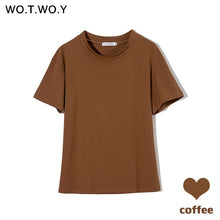 Load image into Gallery viewer, WOTWOY Summer Knitted Basic Solid T-shirt Women Casual Cotton Short Sleeve Tee-Shirts Female Tops Women 2020 New Fashion S-XL
