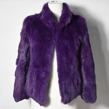 Load image into Gallery viewer, 2019 High Quality Real Fur Coat Fashion Genuine Rabbit Fur Overcoats Elegant Women Winter Outwear Stand Collar Rabbit Fur Jacket
